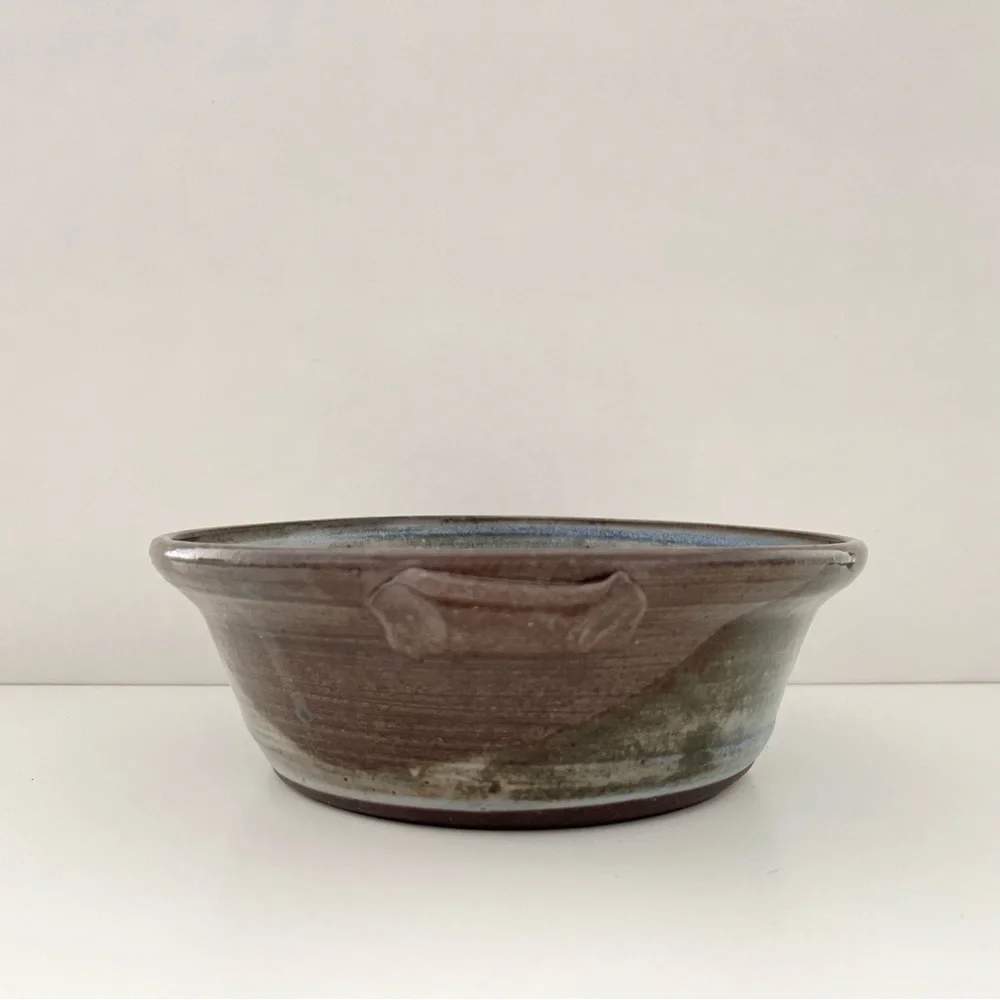 Vintage John Graves Handmade Studio Pottery Apple Baker Baking Dish Bowl Signed